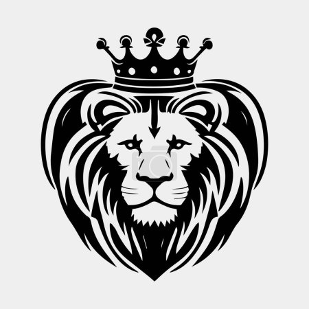 Téléchargez les photos : Tête de lion avec un logo vecteur couronne - en image libre de droit