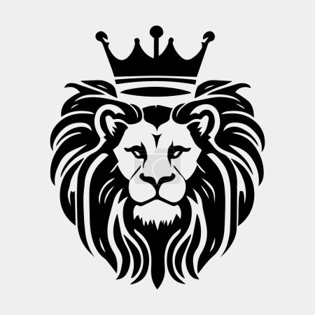 Téléchargez les photos : Tête de lion avec un logo vecteur couronne - en image libre de droit