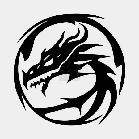 Téléchargez les photos : Dragon vecteur icône illustration conception logo modèle - en image libre de droit