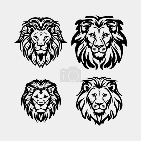 Téléchargez les photos : Tatouage de tête de lion, croquis, illustration vectorielle - en image libre de droit
