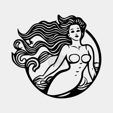 Téléchargez les photos : Illustration vectorielle d'une sirène avec un tatouage - en image libre de droit