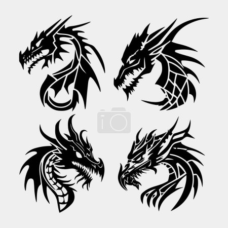 Téléchargez les photos : Tatouage dragon, illustration vectorielle - en image libre de droit
