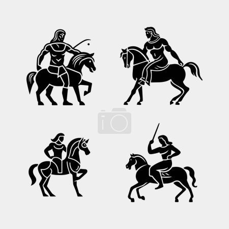 Téléchargez les illustrations : Vecteur d'illustration guerrier centaure stylisé isolé sur blanc - en licence libre de droit