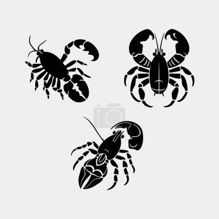Illustration for Set of Crayfish logo. Isolated crayfish on white background - Royalty Free Image