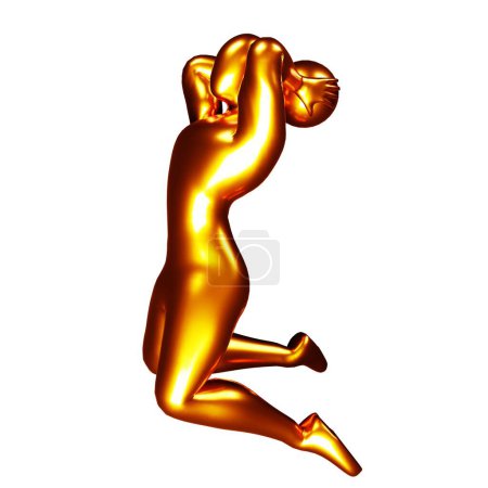 Téléchargez les photos : 3d bronze joueur de basket-ball figure faisant slam dunk pose. - en image libre de droit