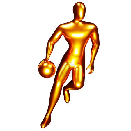 Téléchargez les photos : Figurine de joueur de basket-ball en bronze 3d faisant la pose dribble. - en image libre de droit