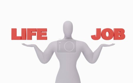 Téléchargez les photos : Rendu 3D de l'homme d'affaires équilibrant la vie et le travail. Comparaison vie et emploi. - en image libre de droit