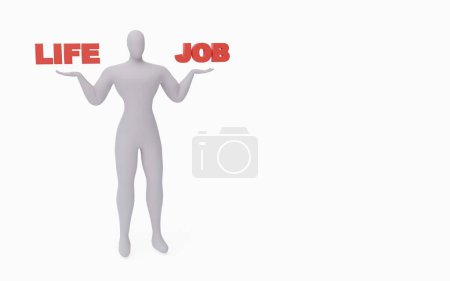 Téléchargez les photos : Rendu 3D de l'homme d'affaires équilibrant la vie et le travail. Comparaison vie et emploi avec le copyspace. - en image libre de droit