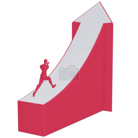 Téléchargez les photos : Figure 3d Homme avec flèche de croissance statistique. Grandir Bussiness concept Illustration. - en image libre de droit