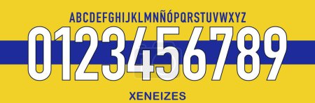 Illustration for Font vector team 2000 kit sport style font.retro football font. boca font. Xeneize argentina. sports style letters and numbers for soccer team - Royalty Free Image