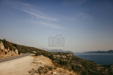 Photo for Mountain road over the abyss near Orebic in Croatia. - Royalty Free Image