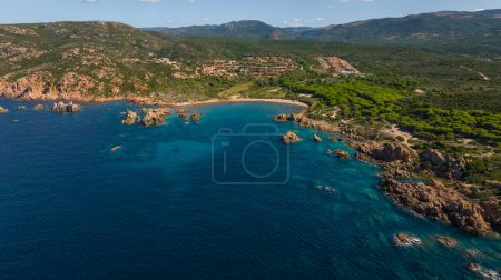 Photo for The rocky and sandy beach of Di Cala in the north-west of Sardinia. Drone photos taken on a sunny day. A sunny day at the end of September. - Royalty Free Image