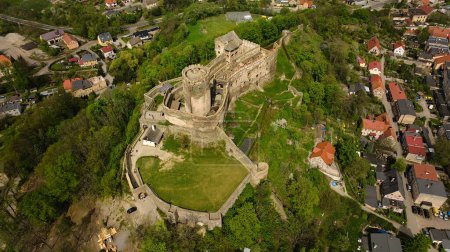 Majestic Bolkow Castle stands proudly in Lower Silesia, Poland, captured by drone.