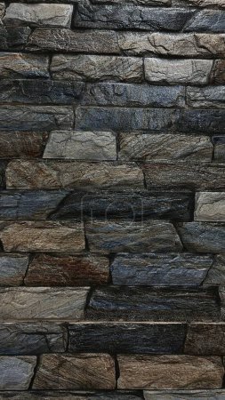 Una pared con una roca revestida de azulejos