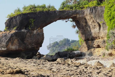La formación natural de rocas en la costa ha sido erosionada debido a las mareas oceánicas