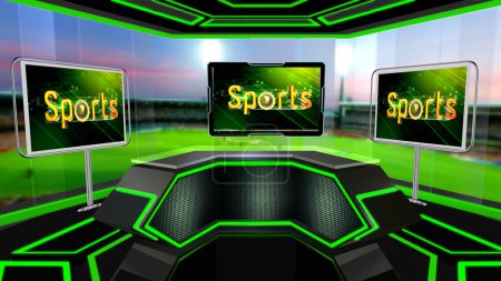 Foto de El fondo de representación 3D de Sports Studio es perfecto para cualquier tipo de presentación de noticias o información. El fondo cuenta con un diseño elegante y limpio - Imagen libre de derechos