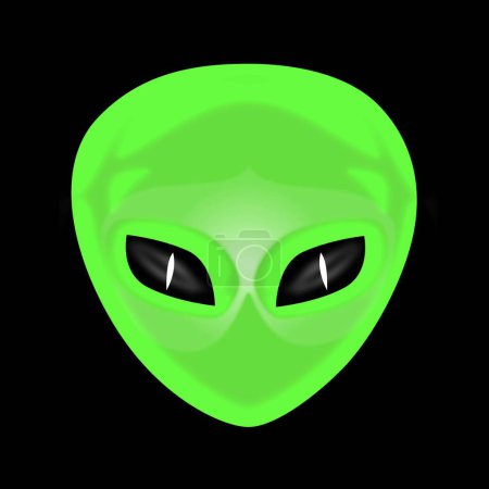 Ilustración de Cara alienígena verde emoji Extraterrestre cabeza humanoide icono vector ilustración sobre fondo negro - Imagen libre de derechos