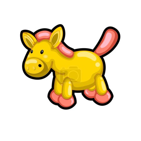 Téléchargez les illustrations : Dessin animé âne cheval mulet ou ballons en forme de jouet icône d'illustration vectorielle - en licence libre de droit