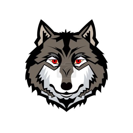 Ilustración de Husky siberiano, malamute de Alaska o Logotipo Cabeza de Lobo. Mascota de diseño creativo. stock vector ilustración clip arte - Imagen libre de derechos