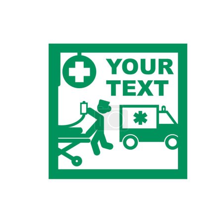 Ilustración de Pegatina de logotipo del departamento de emergencia, Sala de emergencias, Unidad de accidentes y emergencias de un icono de vector de hospital - Imagen libre de derechos