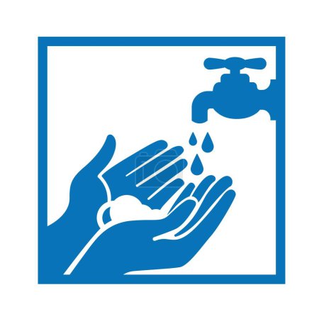 Lavez-vous les mains, un autocollant pour les toilettes, cafétéria, toilettes icône de lavage des mains, illustration vectorielle