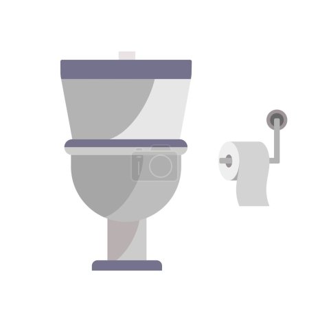 Illustration for Water closet commode and bathroom towel ,paper towel holder flat style vector lustration - Royalty Free Image