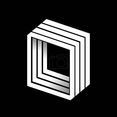 Letter O logo isometric 3D lines geometric shape paradox icon vector illustration