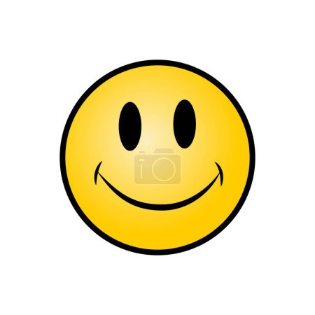 Illustration for Slightly smiling face emoji yellow vector clip art icon illustration - Royalty Free Image
