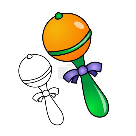 Illustration for Baby Rattle Toy with a ribbon bow vector illustration clip art - Royalty Free Image