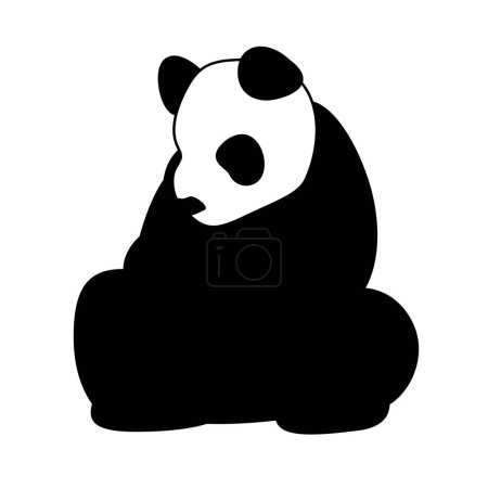 Illustration for Giant panda Bear Silhouette, bamboo charcoal, animals, monochrome - Royalty Free Image