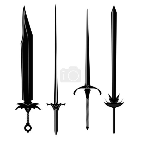 Illustration for Fancy Swords Vector Illustration Legendary unique Sword Element vector illustrations clip arts - Royalty Free Image