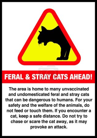 Téléchargez les illustrations : Feral and Stray Cats signe avant illustration vectorielle prête à imprimer - en licence libre de droit