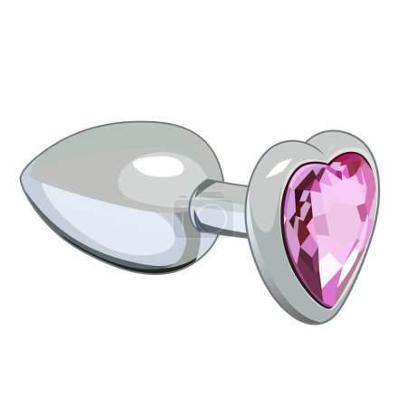 Ilustración de Butt Plug sex toy with Heart Shaped Crystal vector illustration - Imagen libre de derechos