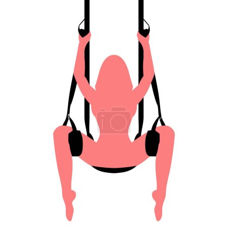 Illustration for BDSM Sex Door Swing with Seat Sexy Slave Bondage Kit, 360 Degrees Spinning Love Swing vector illustration - Royalty Free Image