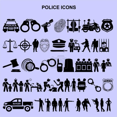 Foto de Conjunto de iconos de la policía vector - Imagen libre de derechos