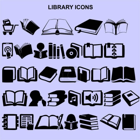 Foto de Conjunto de iconos de biblioteca vector negro - Imagen libre de derechos