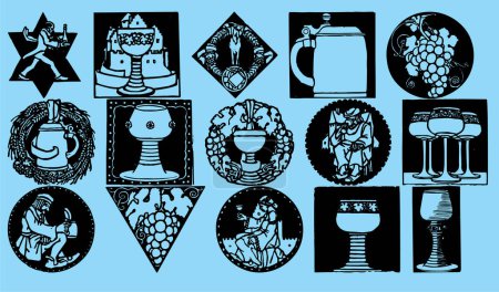 Ilustración de Set of bier and wine silhouette black vector - Imagen libre de derechos