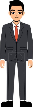 Ilustración de Seth hombre de negocios con traje y corbata frente a la postura de pie diseño de carácter aislado - Imagen libre de derechos