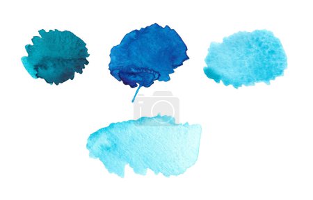 Téléchargez les photos : Taches aquarelle de peinture dans différentes nuances de bleu - en image libre de droit