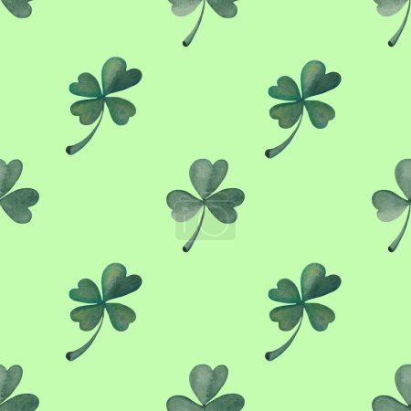 Photo for Seamless Pattern with Shamrock and Four Leaf Lucky Clover. Ornament for St. Patrick's Day. Floral Wallpaper. Botanical Background - Royalty Free Image