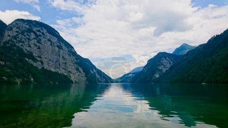 Konigssee, Germany - 06.16.2018: View of Konigssee from St. Bartholomews Church on a sunny day