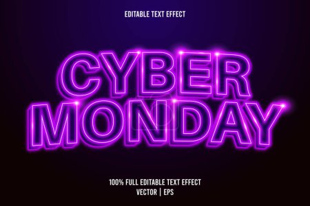 Illustration for Cyber monday editable text effect neon style - Royalty Free Image