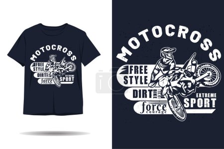 Illustration for Motocross extreme sport freestyle silhouette t shirt design - Royalty Free Image