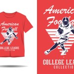 American football college league collection silhouette t shirt design