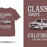 Classic coupe california vintage garage silhouette tshirt design
