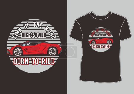 Ilustración de Camiseta diseño deportivo coche ferrari rey de la carretera - Imagen libre de derechos