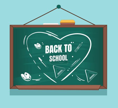 Illustration for Writing ''back to school'' in the blackboard flat design - Royalty Free Image