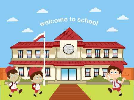 Illustration for Welcome to school flat design. - Royalty Free Image