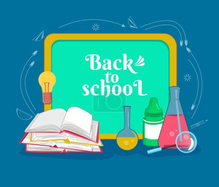Illustration for Back to school with analysis scientific flat design - Royalty Free Image