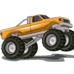 The big yellow monster truck vector illustration